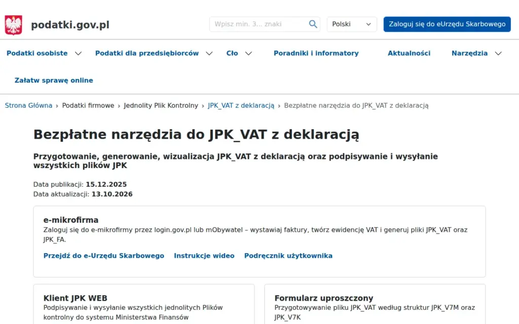 e-mikrofirma — strona produktu na stronie producenta (zrzut ekranu)
