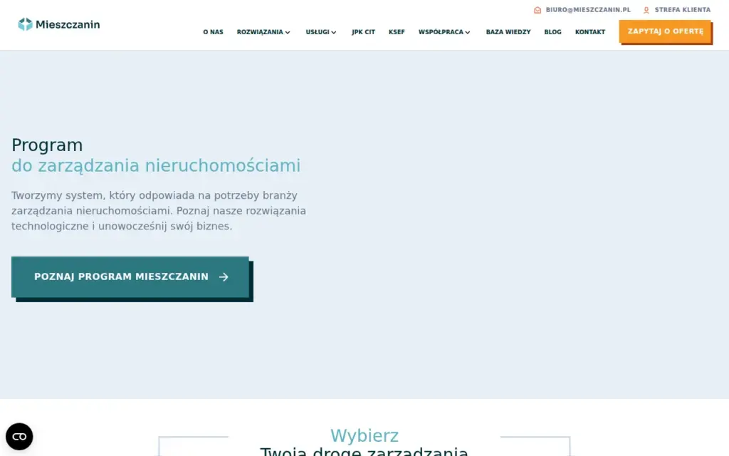 Mieszczanin — strona produktu na stronie producenta (zrzut ekranu)