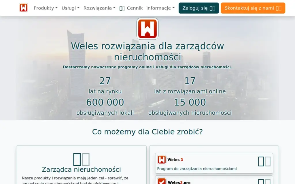 Weles3 — strona produktu na stronie producenta (zrzut ekranu)
